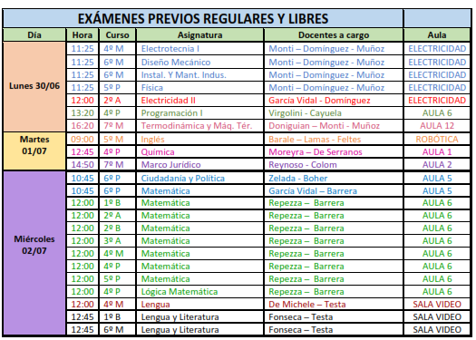 Mesas JULIO horarios y lugar 001